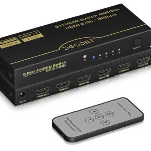 DGODRT HDMI Switch 5 in 1 Out 4K@60Hz, 5 Port HDMI Switcher Box with Remote Cont