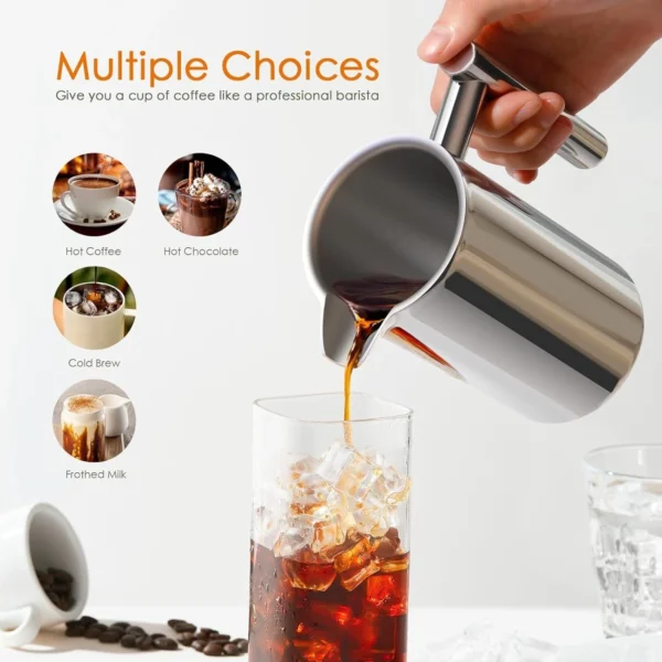 MaxMiuly Cafetiere Stainless Steel French Press Large Insulated Coffee 1500ML