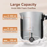 RAFOW Milk Frother Electric 5 in 1 Automatic Milk Frothers 350Ml Large Capacity