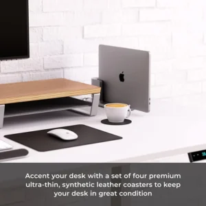 HumanCentric Black Leather Coasters - Four Pack Premium Ultra Thin PU Leather