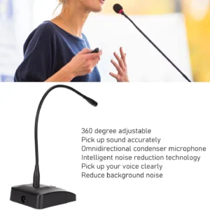 cigemay Gooseneck Wired Microphone,360° Adjustable Noise Cancelling Wired Commer