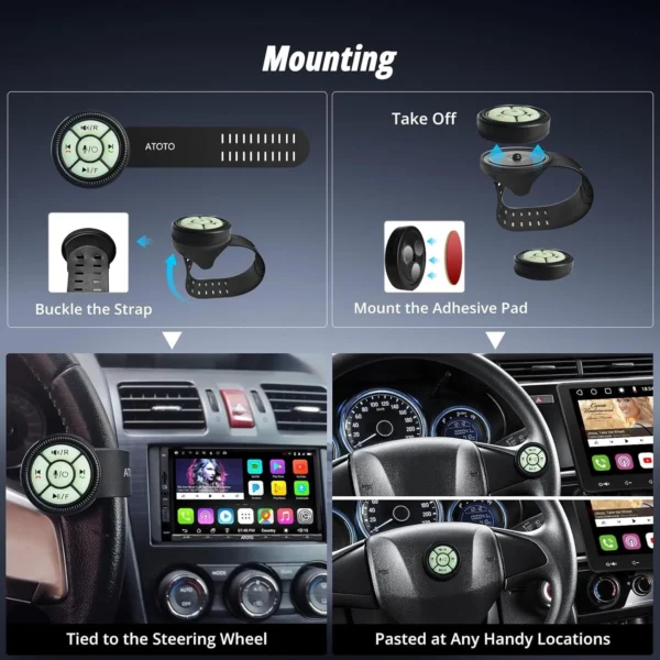 ATOTO AC-44F6 Watchband Style Wireless Remote Control with Luminous Buttons, Key