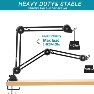 Aveek Boom Arm Adjustable Microphone Stand, Blue Yeti Snowball Hyper X QuadCast