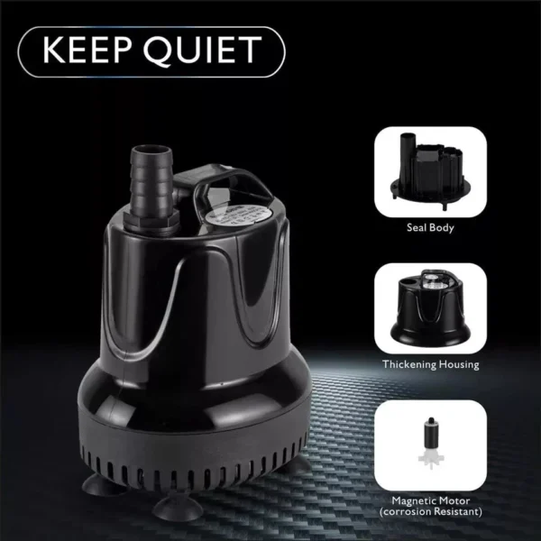 Hygger Submersible Water Pump, 4000L/H 90W Ultra-Quiet Fountain Water Pump, Bot