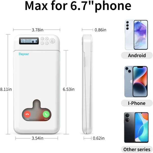 Dayear Phone Lock Box with Timer, Self-Control Timed Locker Box Phone Jail, Mini
