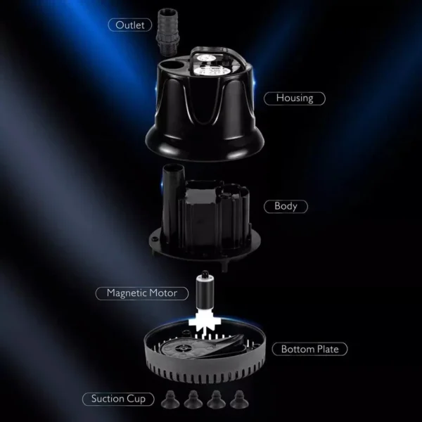 Hygger Submersible Water Pump, 4000L/H 90W Ultra-Quiet Fountain Water Pump, Bot