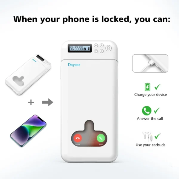 Dayear Phone Lock Box with Timer, Self-Control Timed Locker Box Phone Jail, Mini
