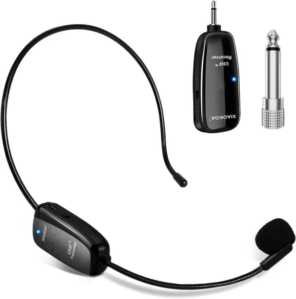 UHF12 Wireless Microphone Headset, 160ft Range, Dual Micro USB Charging, Suit...