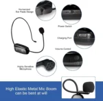 UHF12 Wireless Microphone Headset, 160ft Range, Dual Micro USB Charging, Suit...