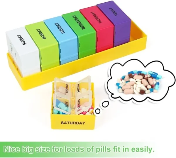 Large Pill Box 7 Day 4 Times a Day,Weekly Medicine Storage Box Tablet Organiser