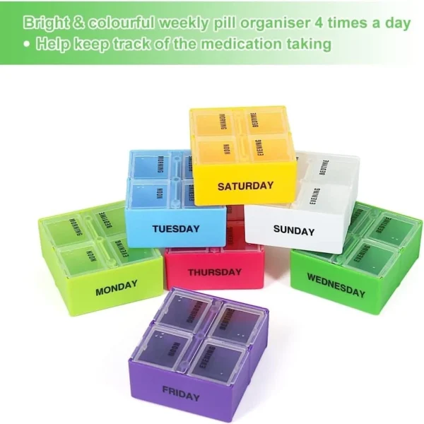 Large Pill Box 7 Day 4 Times a Day,Weekly Medicine Storage Box Tablet Organiser