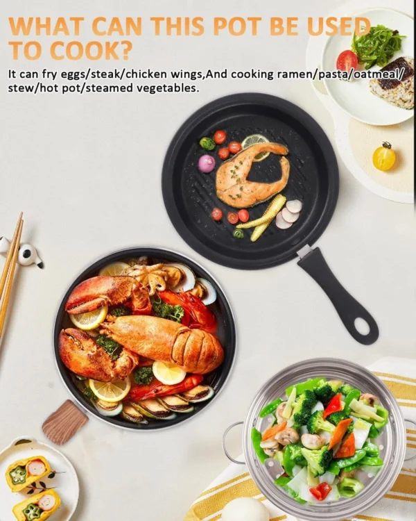 BAOSHISHAN Electric Hot Pot, 1.8L Ceramic Non-Stick Coating Frying Pan with