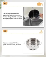 BAOSHISHAN Electric Hot Pot, 1.8L Ceramic Non-Stick Coating Frying Pan with