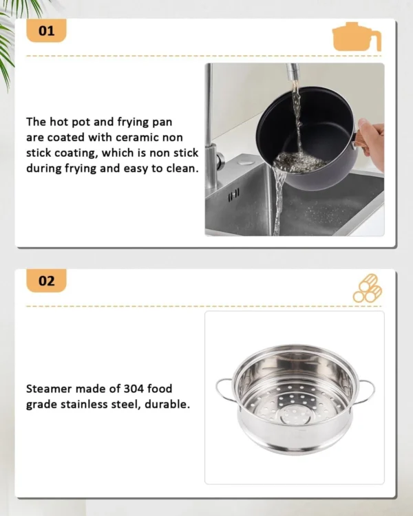 BAOSHISHAN Electric Hot Pot, 1.8L Ceramic Non-Stick Coating Frying Pan with
