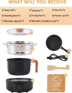 BAOSHISHAN Electric Hot Pot, 1.8L Ceramic Non-Stick Coating Frying Pan with