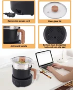 BAOSHISHAN Electric Hot Pot, 1.8L Ceramic Non-Stick Coating Frying Pan with