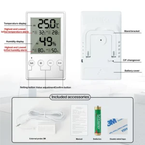 Reptile Hygrometer Thermometer with In/Out Temperature Humidity Alarm, Digital