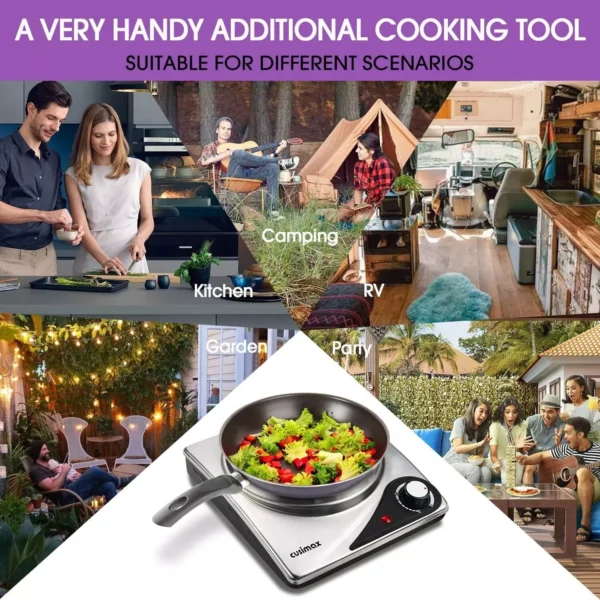CUSIMAX Hot Plate for Electric Cooking Portable Single Hob, Cooktop Table Top