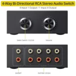 PROZOR RCA Audio Switcher 4(1)-In-1(4)-Out with Volume Control and Selection
