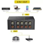 PROZOR RCA Audio Switcher 4(1)-In-1(4)-Out with Volume Control and Selection