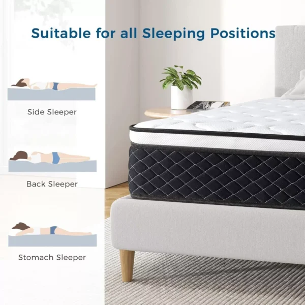 Inofia 4FT Small Double Mattress,10.3Inch COOLMAX Gel Memory Foam Pocket Spring