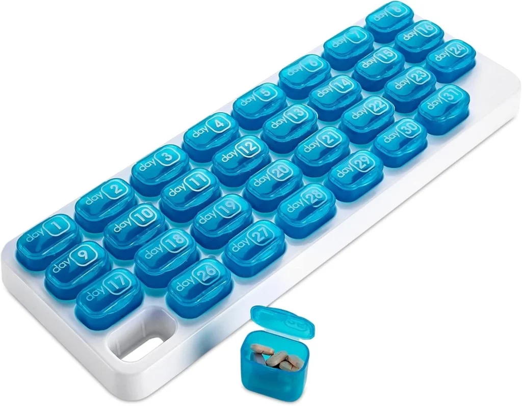 31 Day Pill Box Tablet Medicine Organiser Dispenser Monthly Daily Storage x2