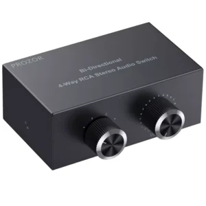 PROZOR RCA Audio Switcher 4(1)-In-1(4)-Out with Volume Control and Selection