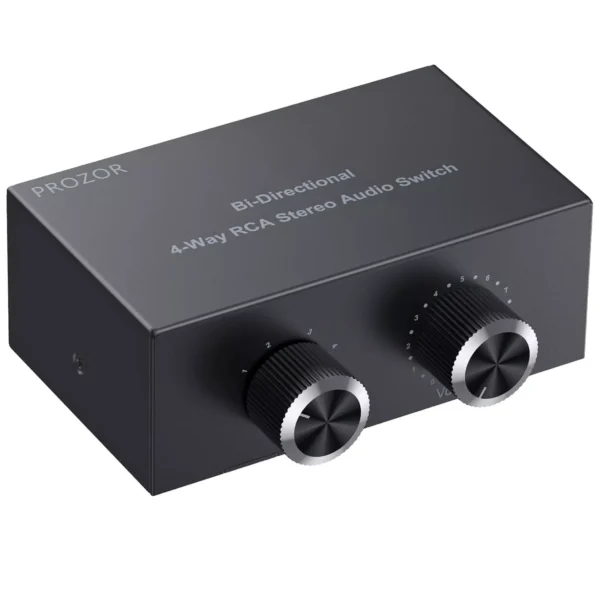 PROZOR RCA Audio Switcher 4(1)-In-1(4)-Out with Volume Control and Selection