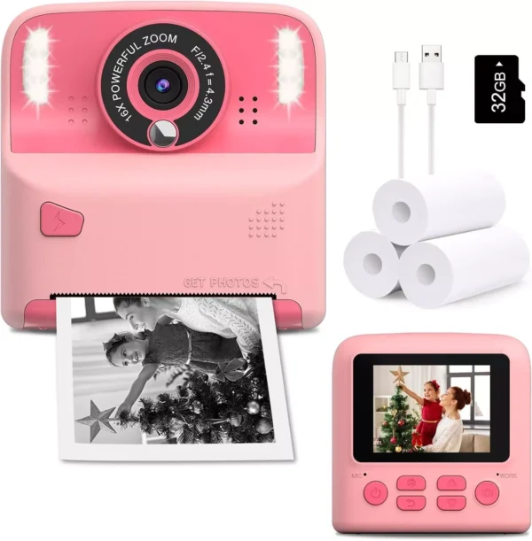 Instant Print Camera for Kids, Christmas Birthday for Age 3-12 Girls Boys Gifts,