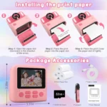 Instant Print Camera for Kids, Christmas Birthday for Age 3-12 Girls Boys Gifts,