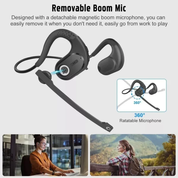 Giveet Bluetooth Headset Detachable Microphone DSP Noise Cancelling