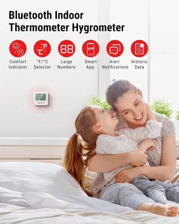 Thermopro TP357 Bluetooth Hygrometer Mini Room Thermometer Indoor with Alerts