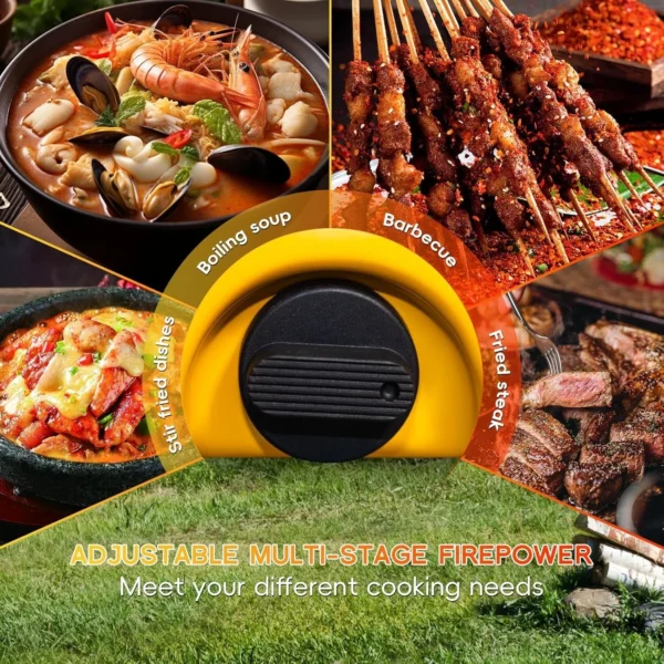 QSMYUYE Camping Stove Gas Portable with 8500 BTU Adjustable Burners & Piezo