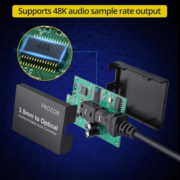 PROZOR 192KHz Digital to Analog Audio Converter with Volume Control SPDIF to RCA