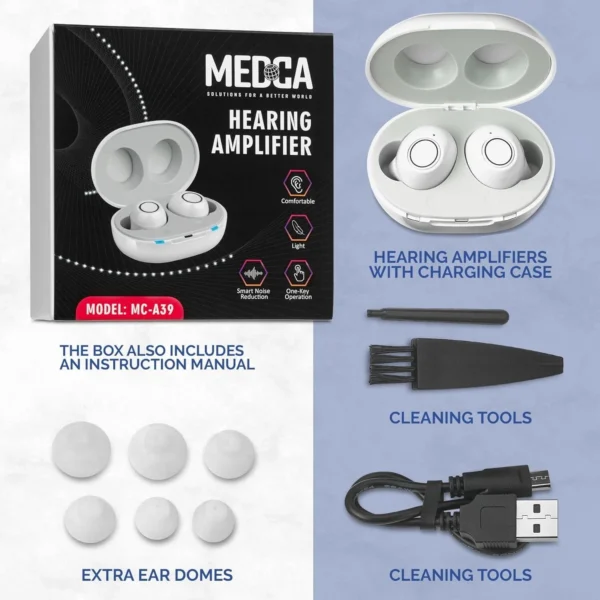 MEDca Rechargeable in-Ear Digital Sound Enhancers – Compact Noise-Reducing Audio