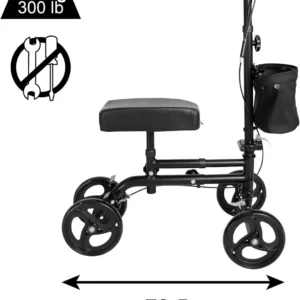 Knee scooter for adults with adjustable height and smooth rolling