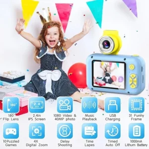 Kids camera with 2.4in IPS screen for fun photography and videos
