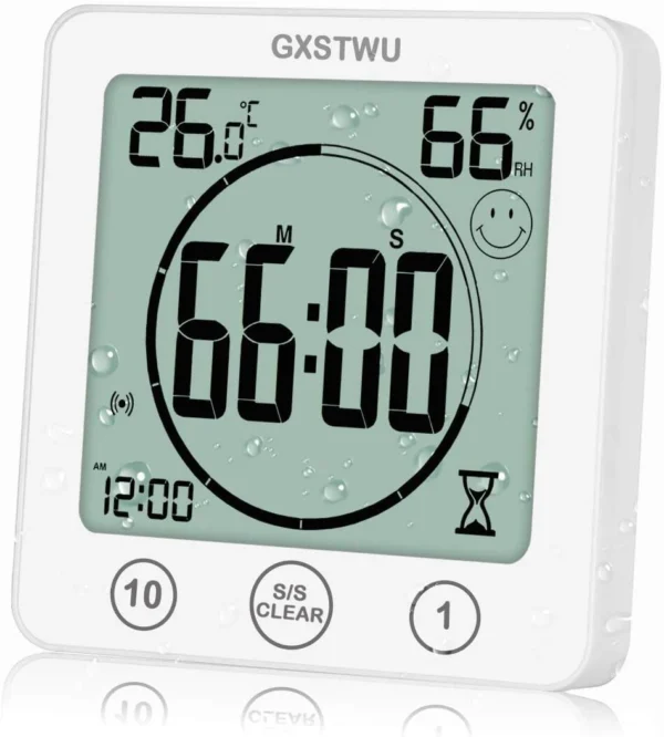 Waterproof Bathroom Digital Shower Clock Timer Alarm Temperature Meter Humidity
