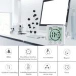 Waterproof Bathroom Digital Shower Clock Timer Alarm Temperature Meter Humidity