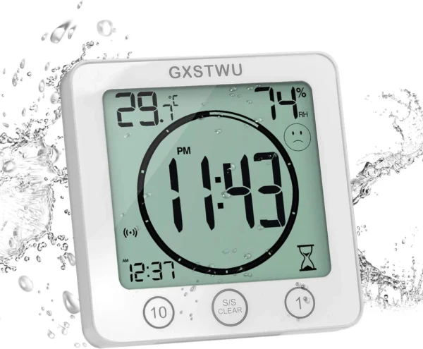 Waterproof Bathroom Digital Shower Clock Timer Alarm Temperature Meter Humidity
