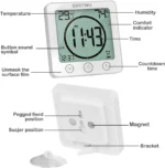 Waterproof Bathroom Digital Shower Clock Timer Alarm Temperature Meter Humidity